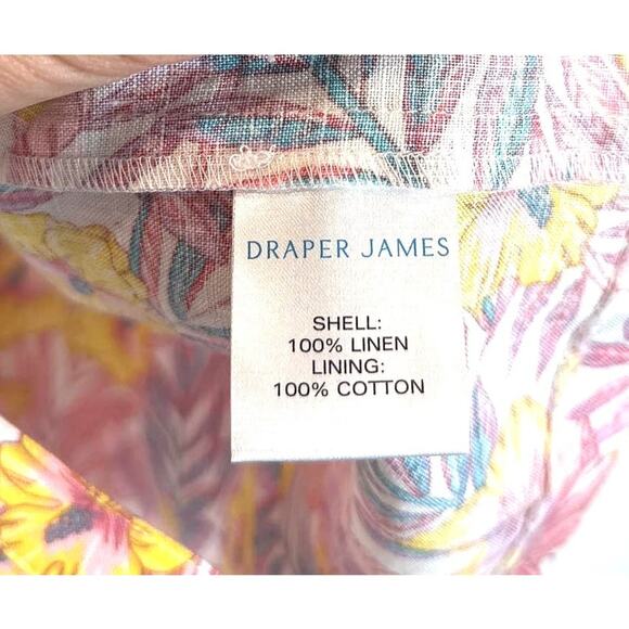 Draper James Fit & Flare Floral Mini 100% Linen Dress Women 6 Cottage Boho Party - Picture 7 of 8